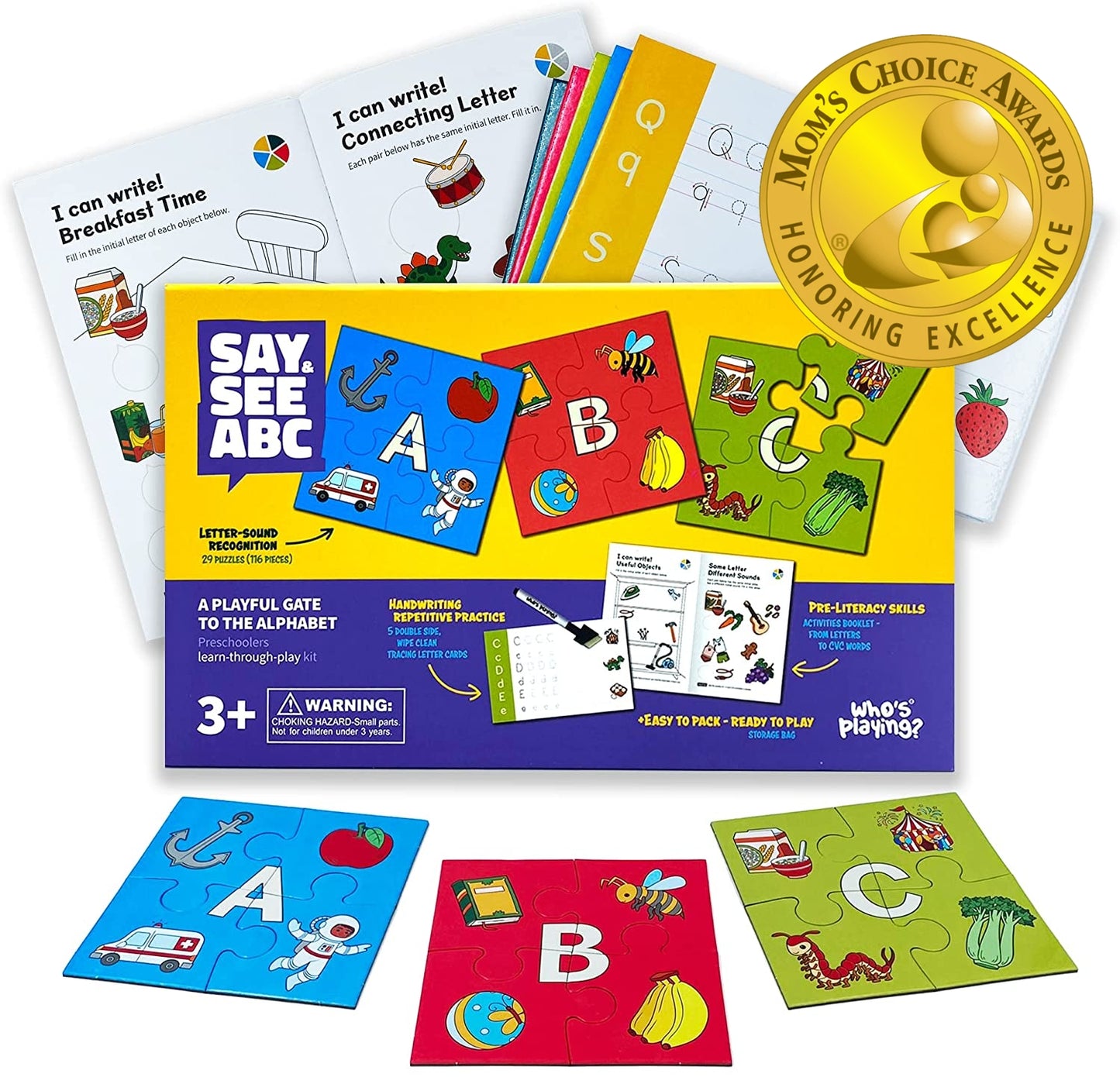Say & See ABC Letter Sound and CVC Words Phonics Games for Kindergarteners & Homeschool